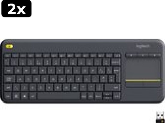 2x Logitech K400 Plus - Clavier tactile sans fil - QWERTY ISO - Zwart ...