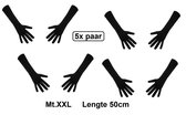 5x Paar handschoen lang zwart mt.XXL - Sinterklaas feest Pieten handschoen winter gala
