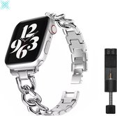 MY PROTECT® Bracelet à maillons de chaîne en métal de Luxe pour Apple Watch Series 1/2/3/4/5/6/7/SE 38/40/41mm Bracelet de montre - Bracelet de montre à chaîne en métal - Argent