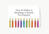 Fire hazard - Verjaardagskaart met envelop - Verjaardag - Birthday - kaarsjes - Grappig - Engels - Humor