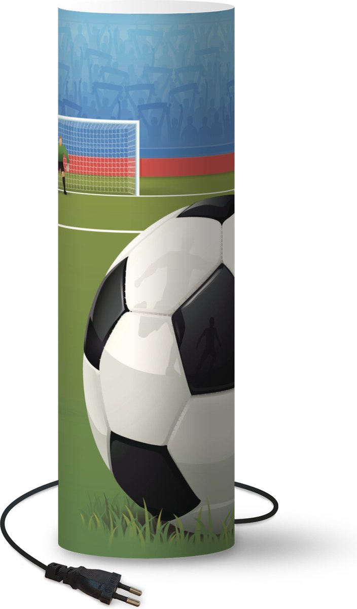 Lamp Voetbal illustratie - illustratie van voetbal op veld in stadion lamp - 70 cm hoog - Ø22 cm - Inclusief LED lamp