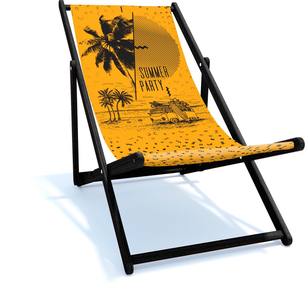 Holtaz strandstoel Fancy - 4-standen- houten frame - met stoffen bekleiding