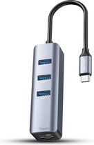 USB C naar Ethernet Adapter - USB C Hub - Netwerk Adapter - 3 Poorten - USB 3.0