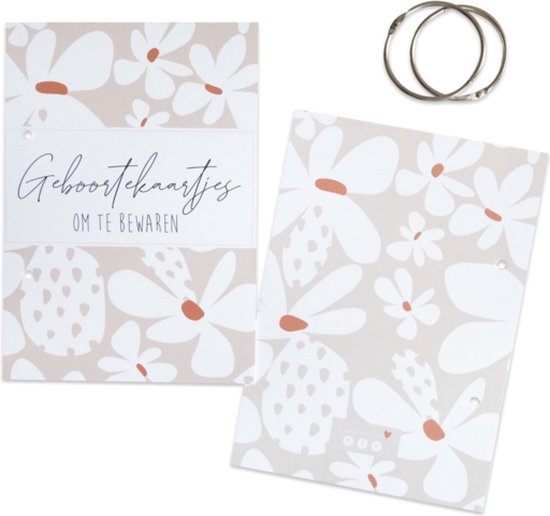 Wenskaart - Wenskaart - Bewaarbundel | geboortekaarten | bewaarbundel geboortekaarten| bewaarbundel kaarten | Bewaarbundel A5 | Kaartjesbundel A5 | herinneringsdoos  | bloem | madelief |  Kraamkado | Babyshowerkado