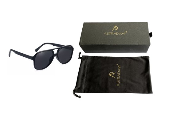 ASTRADAVI Zonnebril - Classic Vintage Sunglasses UV400 - Zwart Frame & Lenzen van Astra — afbeelding 4