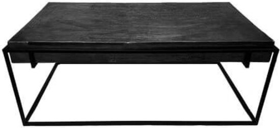 Tafel  - salontafel - rechthoekige tafel  - robuust zwart - tinachtig blad - 123 x 68 cm