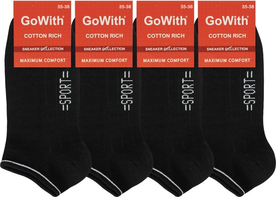 GoWith - chaussettes en coton - chaussettes de sport - 4 paires - socquettes  
