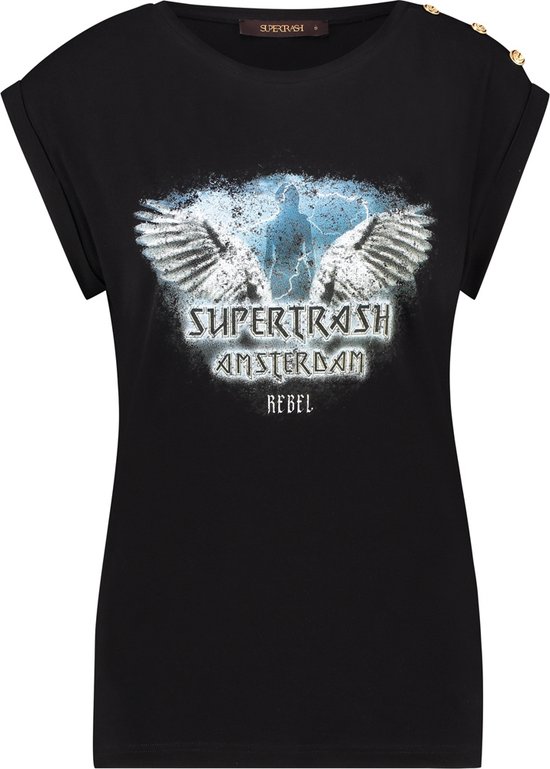 Supertrash - T-Shirt - T Shirt Dames - Amsterdam Rebel - Maat XS