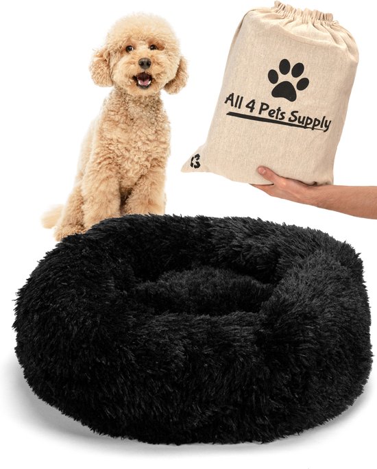 All 4 Pets Supply® Hondenmand donut - Kattenmand - Maat XS - Geschikt voor honden/katten tot 30 cm - Hondenkussen - Zwart