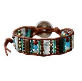 Marama - bracelet Blue Skies - pierre gemme - cuir - bracelet femme - réglable