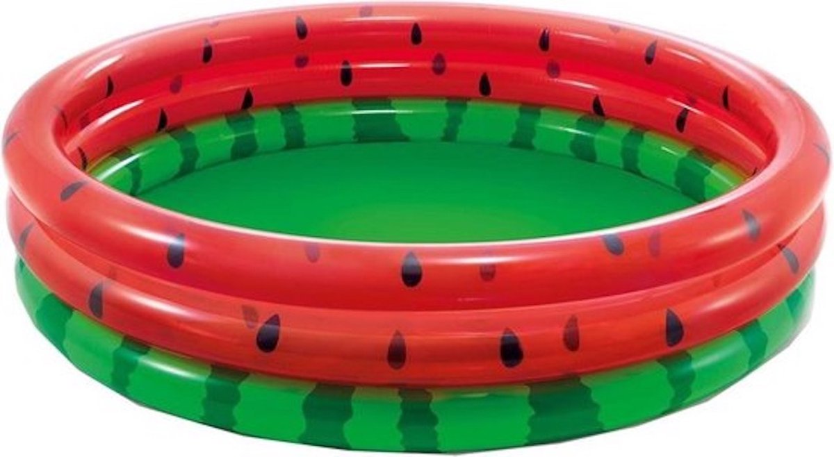 Intex 3 Rings Watermeloen Zwembad 168x38 cm - 3 rings opblaaszwembad - Kinderzwembad 168 x 38 cm - Watermeloen