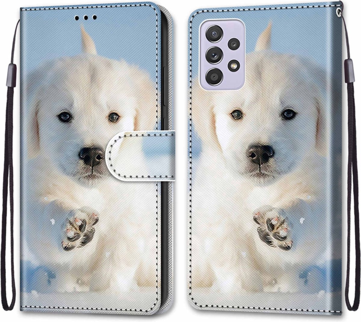BookCover Hoes Etui voor Samsung Galaxy A33 Puppy in de Sneeuw Wit
