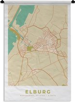 Wandkleed - Wanddoek - Vintage - Elburg - Kaart - Plattegrond - Stadskaart - 120x180 cm - Wandtapijt