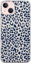 Hoesje geschikt voor iPhone 13 - Luipaard blauw - Soft Case - TPU - Luipaardprint - Blauw - Mooie Telefoonhoesjes