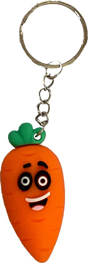 Sleutelhanger wortel - Groente - Vrucht - Fruit sleutelhanger - Oranje - Vrolijk - Rubber