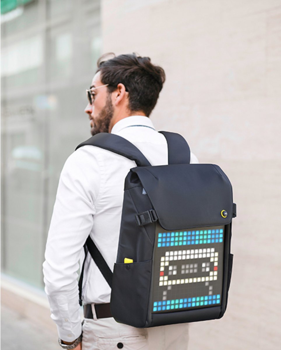 Divoom Pixoo Pixel Art Travel Laptop Backpack with App Controlled 16X16 RGB LED Screen, Waterproof College School Computer Bag Gifts for Women and Men School College Student Backpack