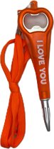 Pen opener "i love you" - Flesopener - Pen - Oranje - 2 in 1