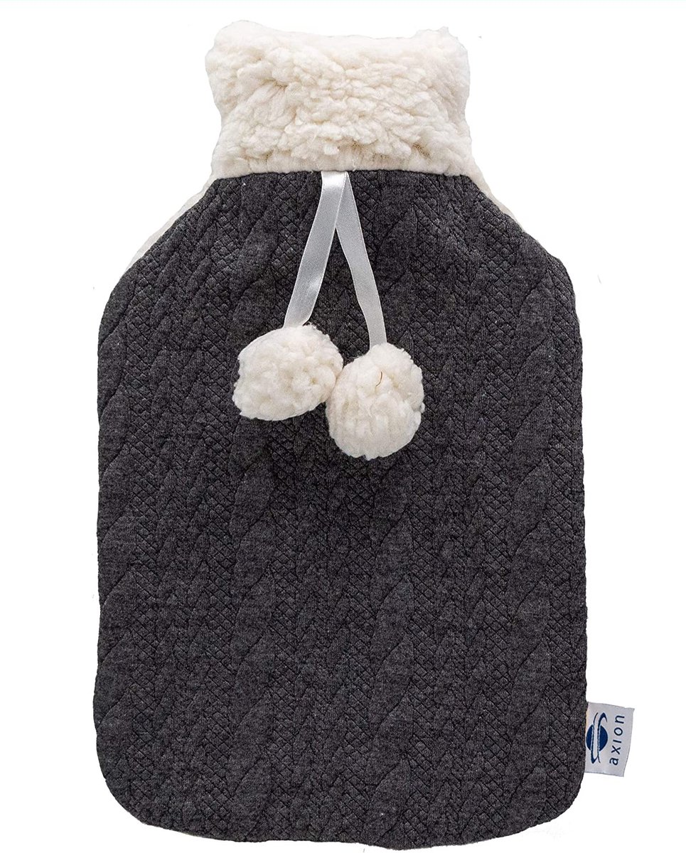 Goedkoopste axion® - Zachte Warmwaterkruik met hoes - Grijs/Wit - Herstel - Inhoud 2 Liter