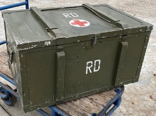 Kleine metalen munitiekist 4API opbergkist ca. 30,5x19x15,50cm militaire kist munitiekist