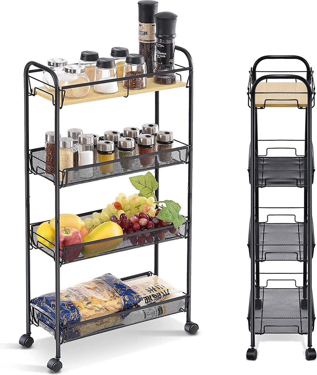 Nova Keuken Meubels Blok Trolley Keuken Opslag Houten Eiland Winkelwagen Met Wie