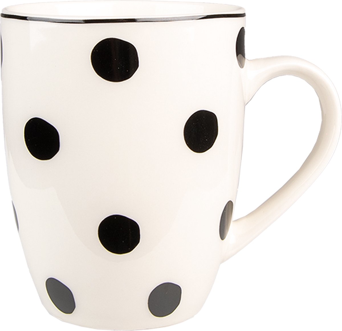 Clayre & Eef Mok 350 ml Wit Zwart Porselein Stippen