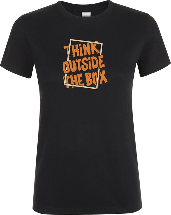 Klere-Zooi - Think Outside the Box - Zwart Dames T-Shirt - 4XL