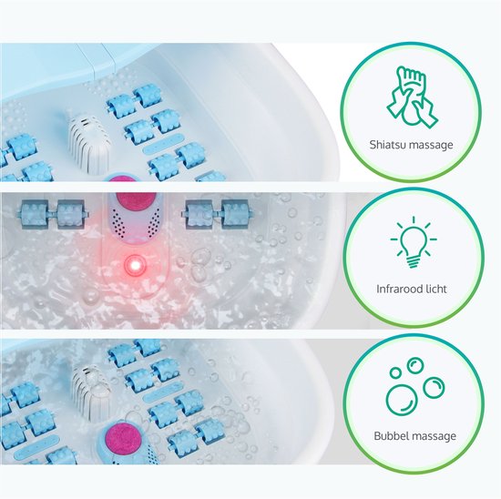 Dreaver MZD-02 Voetenbad - Massage Rollers - Opvouwbaar - Inclusief Badzout - 12L - Verwarming Tot 45°C