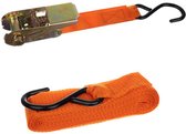 Spanband - transportbanden - sjorbanden - met haak en spanner - oranje - 410 cm lengte - set van 4 stuks