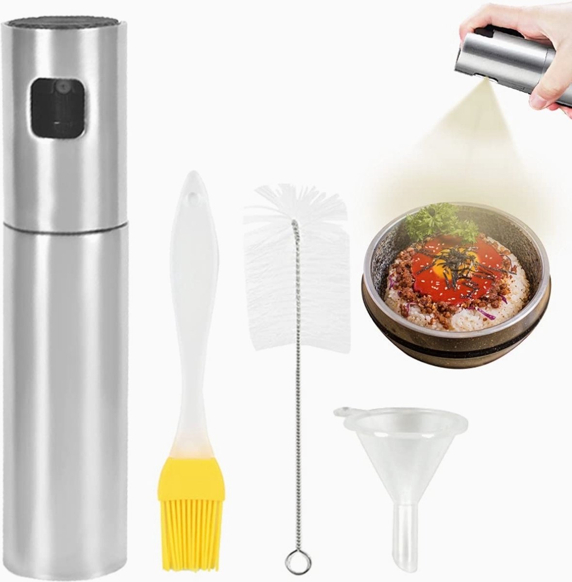 Ariko Olijfolie Sprayer – Oliespray -  Verstuiver voor Keuken – Cooking Spray – BBQ - Inclusief Accessoires