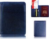 TDR - Luxe kunstleder paspoort en pasjes houder - met RFID-blokkeringstechnologie - met Nederlands voorgedrukt motief - donkerblauw