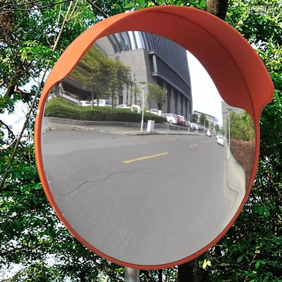Verkeersspiegel Rond 45 cm | Oranje | Spiegel - Buiten - Veiligheidsspiegel | Veiligheid - Verkeer – Zicht – Dode Hoek | De Veiligheids-winkel