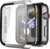 Screenprotector en Hoesje geschikt voor Apple Watch 7/8/9 41 mm - Transparant 360 Graden Volledige Bescherming - Beschermglas Hoes Screen Protector Glas