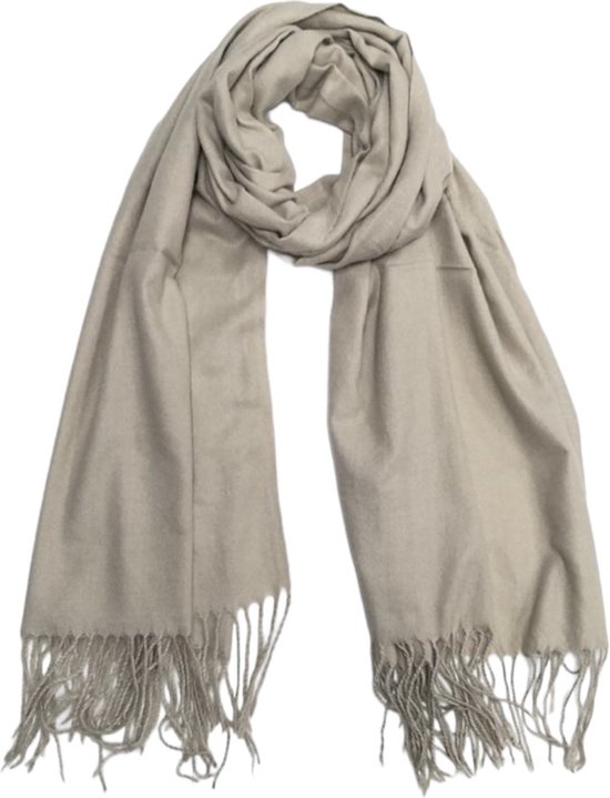 Sjaal warm effen kleur 180/78cm beige