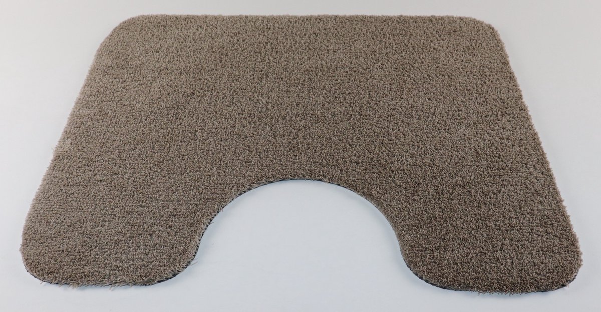 WC mat Soft beige taupe 50x60 antislip met uitsparing 21cm - Prima vloerkleden