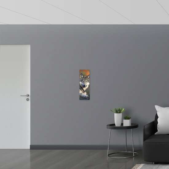 WallClassics - Panneau en mousse PVC - Loup dans la forêt - Photo 20x60 cm sur panneau en mousse PVC (avec système d'accrochage)