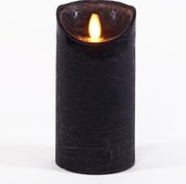Bougie avec flamme en mouvement noir rustique 7,5x15cm