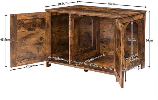 Houten Kattenhuis - Kattenkast voor binnen & buiten - Kattenhok - Kattenhuisje hout met deur en gat - Hondenhok voor kleine honden - 80 x 50 x 55 cm