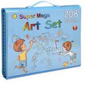 Tekendoos - super mega 208 Delige Art Set voor kinderen - met 3 luik verpakking - blauw