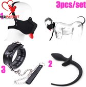 Rollenspel hond - Halsband met riem - Masker - Staart Buttplug - One size - BDSM