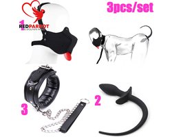 Rollenspel hond - Halsband met riem - Masker - Staart Buttplug - One size - BDSM