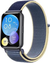 Nylon Smartwatch bandje - Geschikt voor Huawei Watch Fit 2 nylon bandje - ice blue - Strap-it Horlogeband / Polsband / Armband
