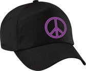 Peace teken paars verkleed pet zwart - volwassenen - Toppers