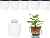 6 stuks premium zelfbewaterende potten - bloempotten voor binnen - bloempotten voor buiten - wit - bloempot binnen