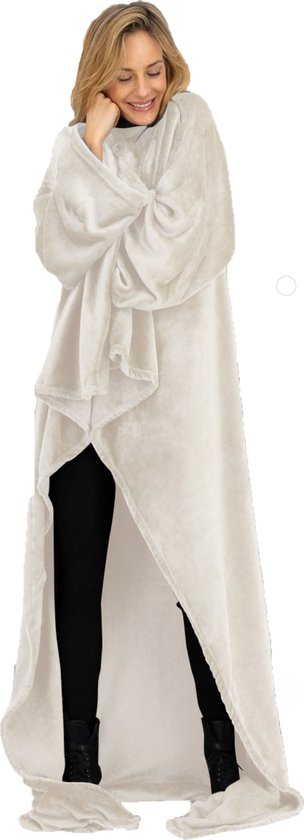 O'DADDY® Fleece deken met MOUWEN - fleece plaid - 150x200 - fleece deken - superzacht - plaids met mouwen - Taupe