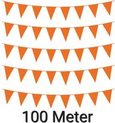 100 meter Oranje Vlaggenlijn Versiering - 10 stuks-  WK 2022 - Slingers  - Plastic- Halloween- Verjaardag- Koningsdag