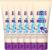 Aussie Miracle Moist Conditioner - Hydrateert + herstelt droog en beschadigd en breekbaar haar - Voordeelverpakking 6 x 200 ml