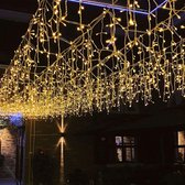 600 LED bevriezende Kerstverlichting regen ijspegel decoratie kerst raam Fairy Lights buiten, warm wit