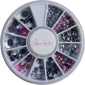 Bijoux by Ive - Rhinestone - Strass - Nagelsteentjes - Nailart - Verschillende vormen en kleuren - Zilver Roze en Zwart