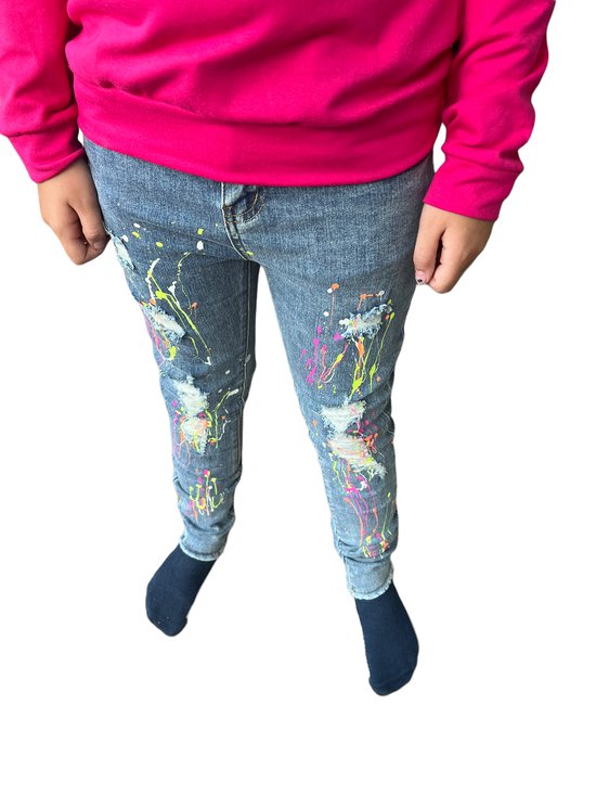 jeans met gekleurde spatten maat 92/98 | bol.com