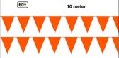 60x Vlaggenlijn oranje 10 meter - Vlaglijn Oranje feest festival EK WK holland koningsdag thema feest voetbal hockey sport